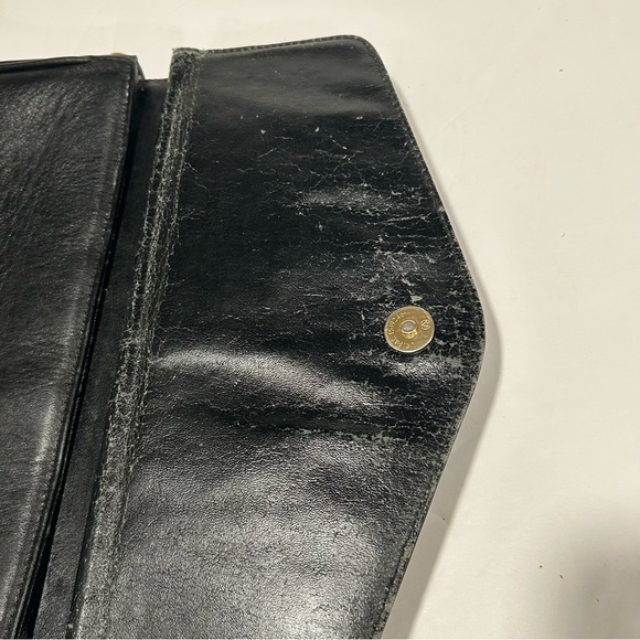 Vintage Donnio Italian Black Leather Satchel Purse with Sunburst Design, Unique - Picture 10 of 16